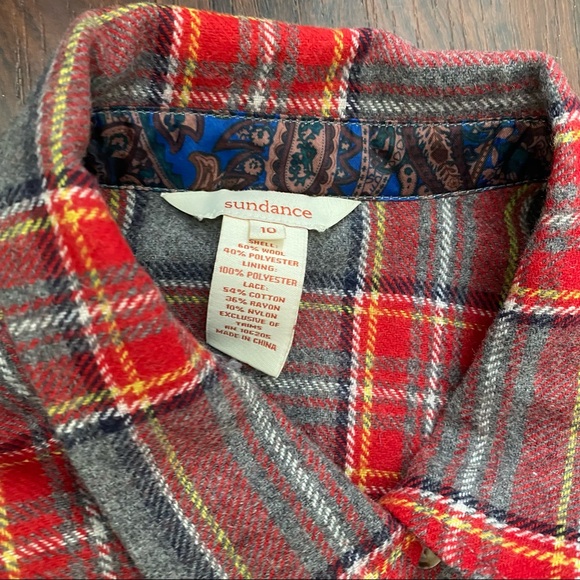 Sundance plaid wool shirt jacket lace back button excellent condition! - Picture 3 of 6